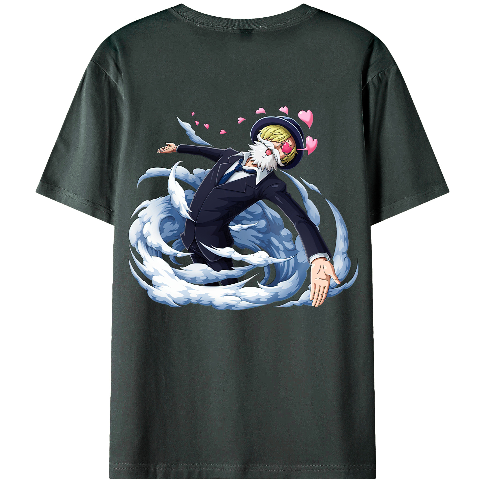 （画像用） ワンピース サンジ ONE PIECE Sanji 綿100％ メンズ半袖Tシャツ（バックプリント） 通気性